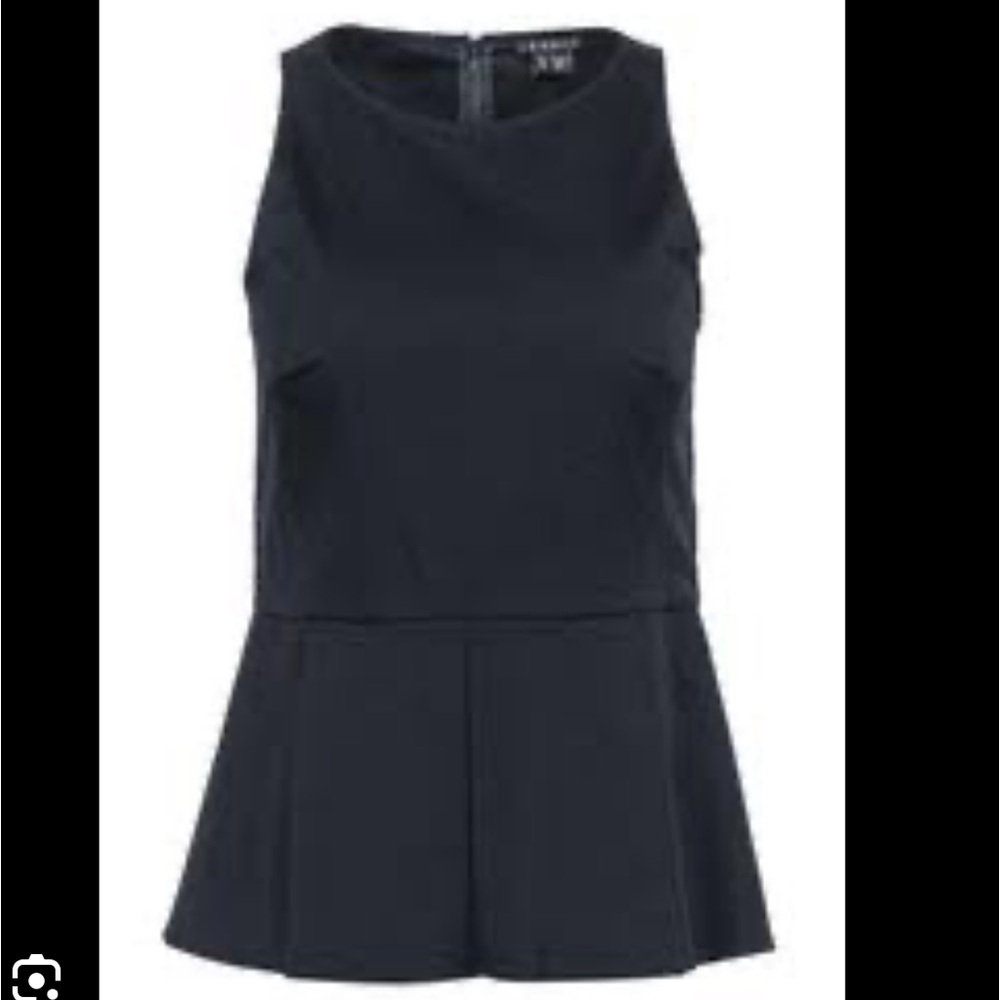 Theory navy poplin peplum sleeveless top size small